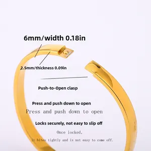 Bracciale a cupola in acciaio al titanio dorato 6mm con pratico meccanismo a scatto