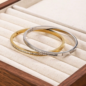 Eleganti bracciali in acciaio inossidabile placcato oro 18K e argento con cristalli