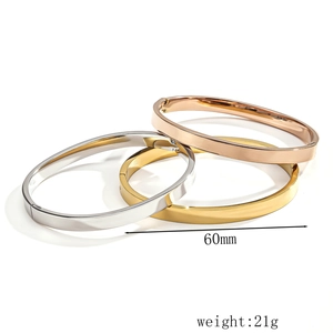 6mm minimalist 18K gold plated stainless steel bangles set for women in three colors