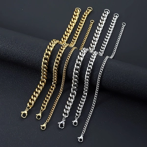 Polished Cuban link bracelets in gold and silver steel with secure lobster clasps