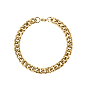 18K gold-plated stainless steel Cuban link bracelet with lobster clasp for men and women