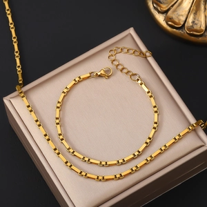 Minimalist Stainless Steel Box Chain Necklace Bracelet For Women Fashion Geometric Clavicle Chain Jewelry Accessory Gift