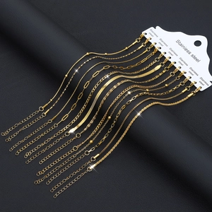 10-piece set of gold stainless steel chains featuring snake and box link designs