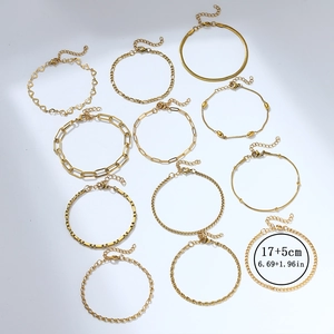 Set of 12 elegant 18K gold plated stainless steel bracelets with various link styles