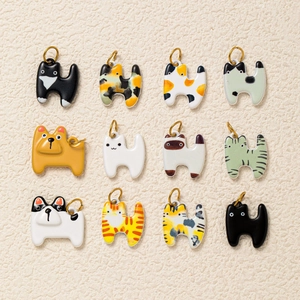Süße Cartoon Katze Anhänger Halskette Edelstahl 18K Vergoldet Emaille Tier Charme Schmuck Für Damen Herren DIY Zubehör