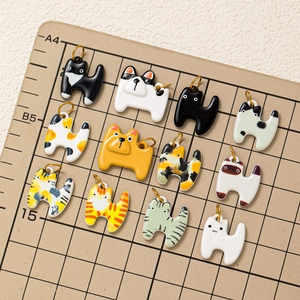 Bunte Katzen-Anhänger aus Edelstahl für DIY-Halsketten und Armbänder in 11 Designs