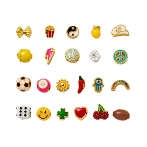 Set of 24 colorful enamel DIY charms with gold plating for necklaces and bracelets