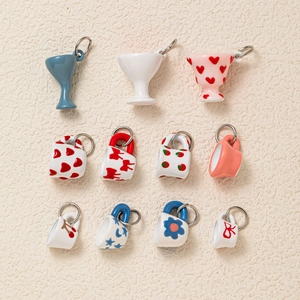 Cute Enamel Cup Pendant Copper DIY Multicolor Painted Fruit Heart Charms For Necklace Jewelry Making Women Jewelry Findings