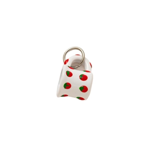 Cute strawberry ceramic pendant with red dots and 18K gold ring for DIY jewelry making
