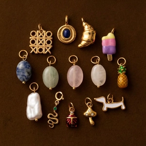 Edelstahl Schlange Künstliche Perle Naturstein Anhänger Halskette Gold Emaille Ananas Eiscreme Charm Büroklammer Kette Schmuck