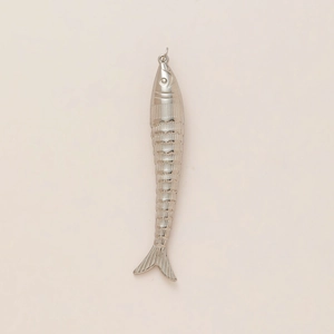 Pendente a forma di pesce in acciaio inossidabile argento con scaglie e anello