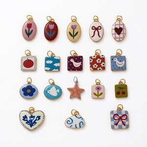 Kleurrijke 18K vergulde emaille hangers van roestvrij staal in diverse vormen voor sieraden