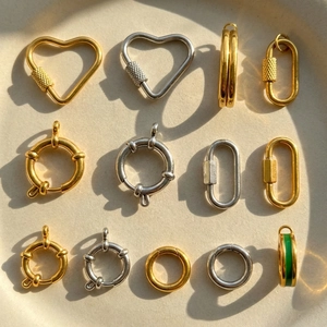 Stainless Steel Paperclip Chain Necklace For Women Gold Plated Carabiner Clasp Heart Pendant DIY Jewelry Accessories