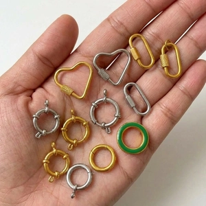 Assorted 18K gold and silver stainless steel spring clasps and charms for jewelry making
