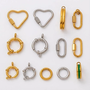 Detailed collection of 18K gold plated stainless steel screw locks and clasps for DIY jewelry