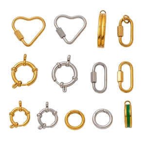 Various 18K gold-plated stainless steel carabiner locks and screw clasps for jewelry DIY