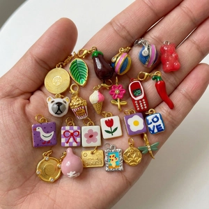DIY 18K gold plated stainless steel charms including cute animals and food pendants