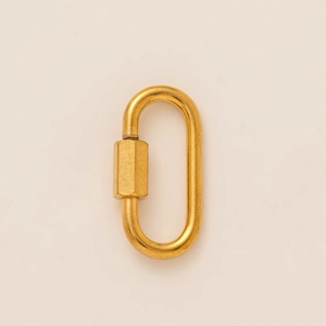 DIY gold oval carabiner with screw lock in brushed stainless steel for jewelry making