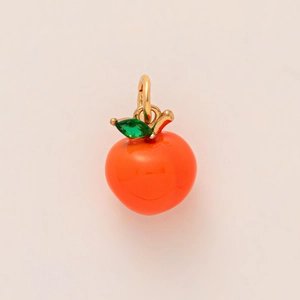 Pendentif orange exquis avec feuille en zircon vert et placage d'or pour bijoux DIY