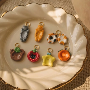 Creative 18K gold plated charms featuring cat, bear, strawberry, and star shapes