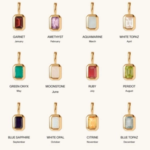 Titanium Steel Birthstone Pendant Gold Plated Colorful Cubic Zirconia Emerald Cut Charm DIY Jewelry Accessory For Women