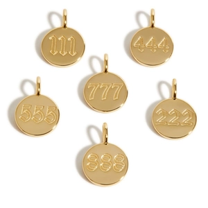 Stainless Steel Angel Number Pendant Necklace 111 222 333 444 555 777 888 999 18K Gold Plated Round Disc Coin Necklace