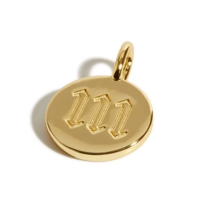 18K gold plated stainless steel 111 angel number pendant with gothic style engraving