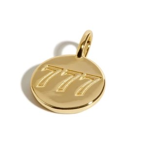 18K gold plated stainless steel 777 angel number circular pendant necklace charm