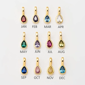18K Gold Plated Stainless Steel Birthstone Necklace Women Zirconia Pendant Paperclip O Chain Jewelry Birthday Gift