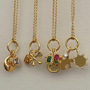 18K gold plated titanium necklaces set with colorful gemstone and moon pendants