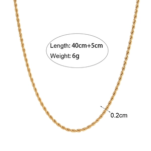 Collana a catena a corda minimalista in acciaio inossidabile placcato oro 18K