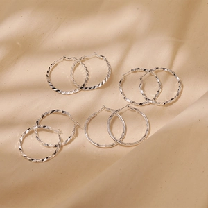 Brass 18K Gold Plated Hoop Earrings With 925 Sterling Silver Earring Post Geometric Twisted Faceted Round Ear Rings Women