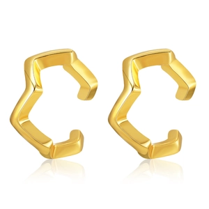 18K gold plated wavy geometric ear cuffs with polished finish and minimalist design