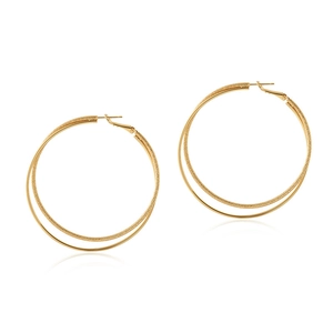Minimalistische 18K vergoldete Doppel-Creolen mit polierter und matter Oberfläche