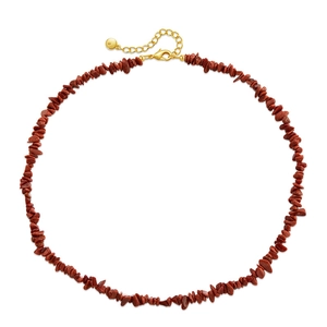 Bohemian goudsteen kralenketting met handgemaakte onregelmatige stenen en gouden slot