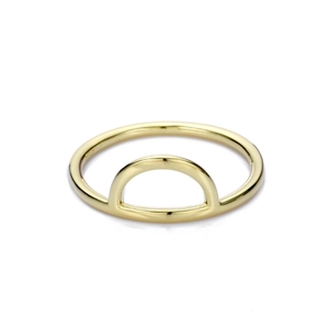 Anello geometrico ad arco dorato minimalista in argento sterling S925 lucido