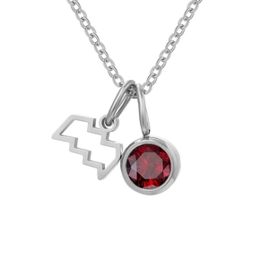 Collana con pietra portafortuna rossa e ciondolo a cucciolo in finitura argento