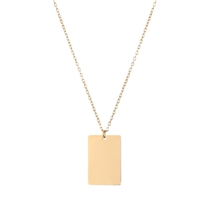Minimalistische goldene Edelstahlkette mit poliertem Rechteckanhänger und feiner Gliederkette