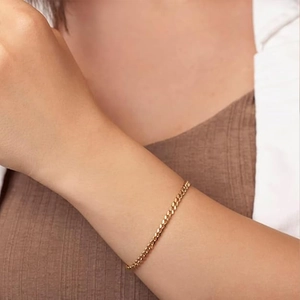 Minimalist 14k gold plated stainless steel Cuban link chain bracelet for women