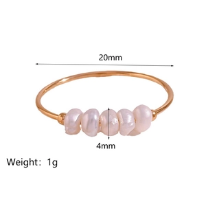 18K gold plated stainless steel ring with natural freshwater baroque pearls