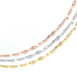Tres cadenas de ondas de agua en oro, plata y oro rosa para diferentes estilos de collares