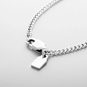 Collana da uomo hip hop in acciaio inossidabile argento con chiusura a moschettone
