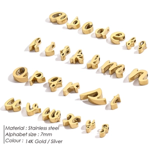 Polished 7mm stainless steel lowercase A-Z alphabet charms for DIY jewelry making