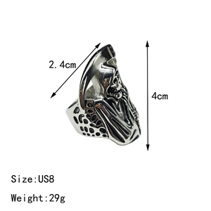 Anello vintage da uomo in acciaio inossidabile con teschio e design gotico massiccio