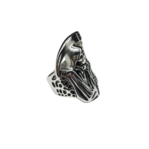 Anello teschio gotico da uomo con falce del mietitore in acciaio inossidabile vintage