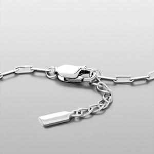 Men's hip hop silver paperclip chain bracelet with lobster clasp and metal tag details