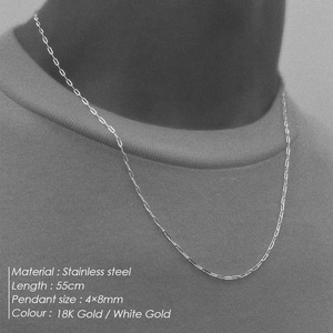 55cm stainless steel paperclip chain necklace for men in 18K gold and silver finish