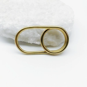 Minimalist Stainless Steel Double Interlocking Ring For Women Geometric Crossover Line Gold Plated Finger Ring Jewelry Gift
