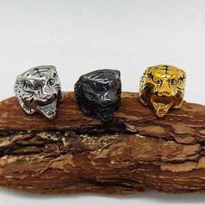 Retro Stainless Steel Tiger Head Ring For Men Hip Hop Punk Animal Carved Gothic Finger Ring Fashion Jewelry Gift