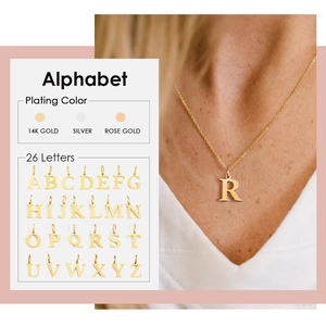 316 Stainless Steel Alphabet Initial Pendant Necklace Gold Silver Minimalist Letter Necklace For Women Men Jewelry